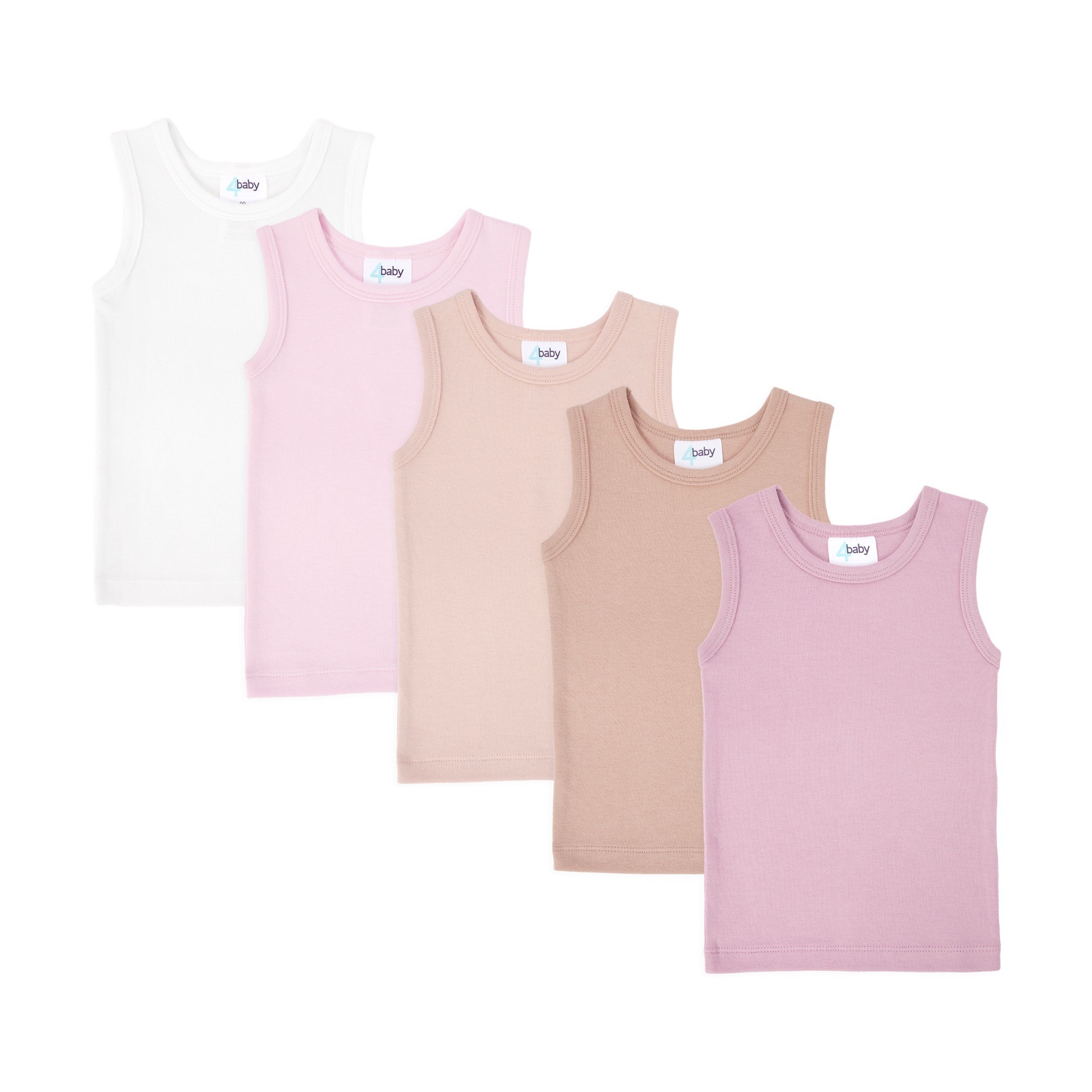 4baby Singlets 5 Pack Pink Multi Size 0