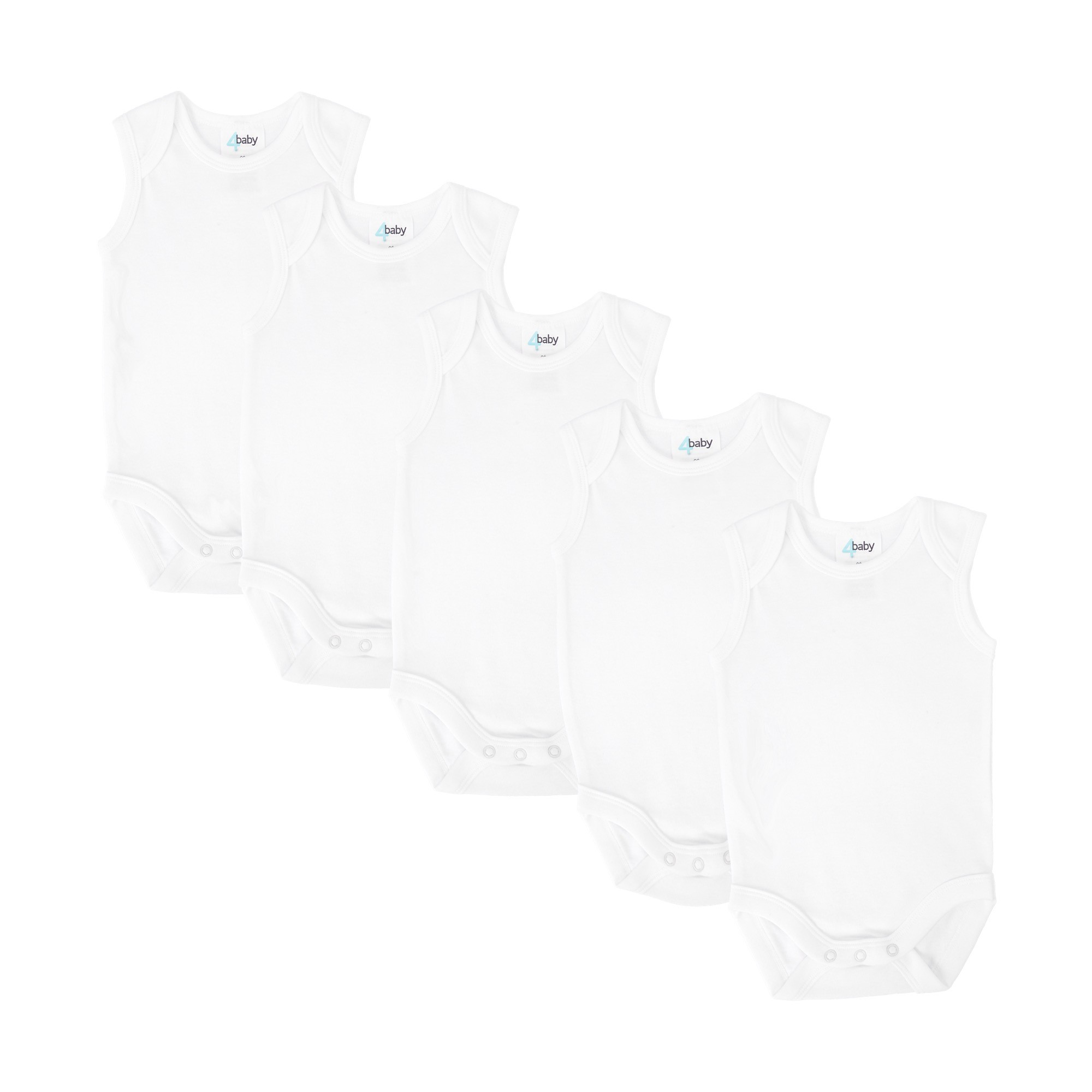4baby Sleeveless Bodysuit 5 Pack White Size 0