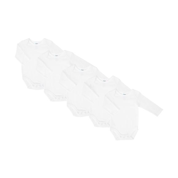 4baby Long Sleeve Bodysuit 5 Pack White
