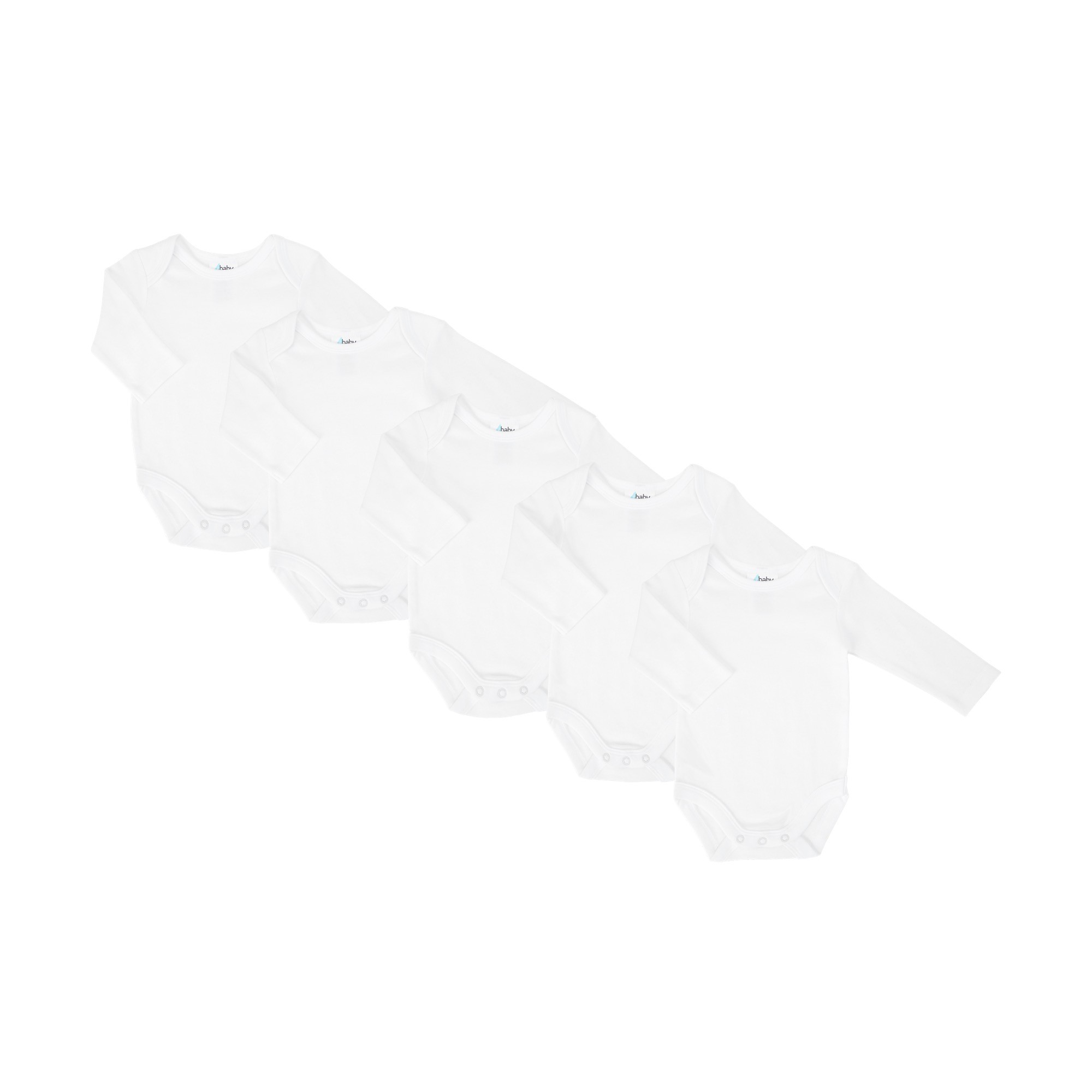 4baby Long Sleeve Bodysuit 5 Pack White Size 0
