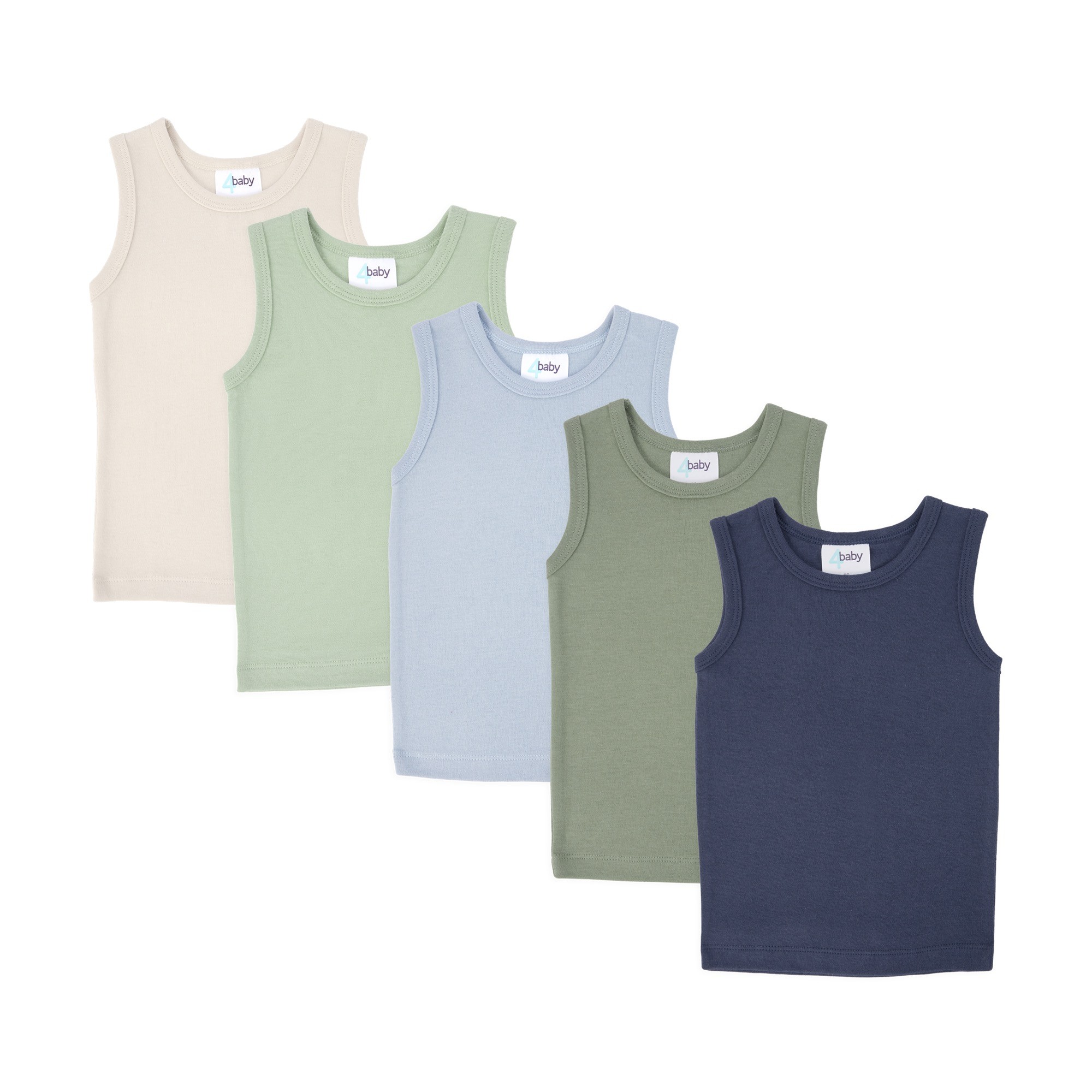 4baby Singlets 5 Pack Blue/Green Size 0