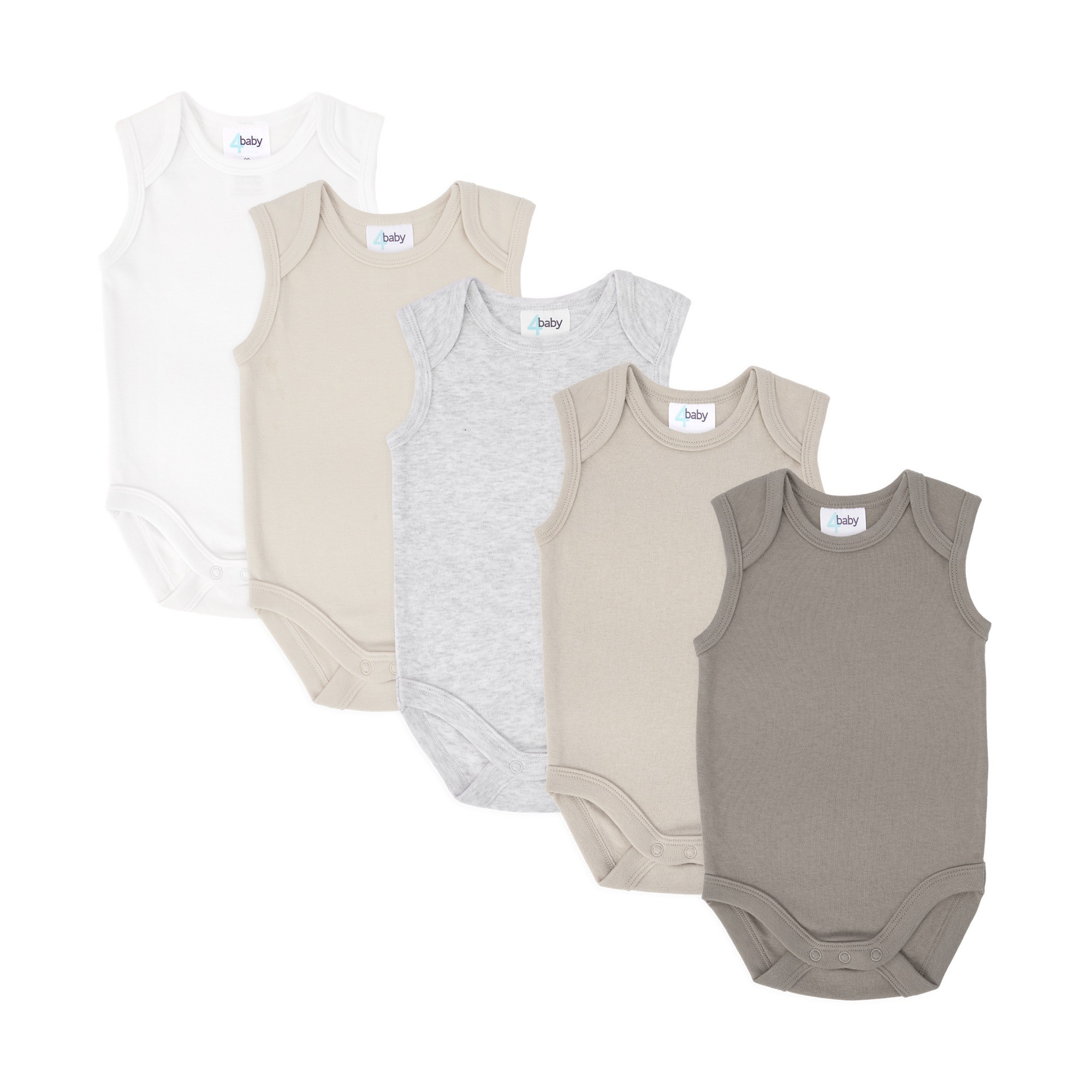 4baby Sleeveless Bodysuit 5 Pack Beige Multi Size 2