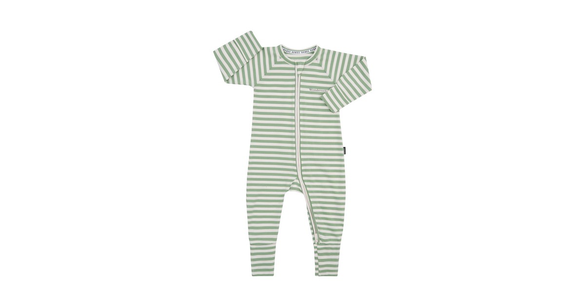Bonds Wondersuit Zip Bonds Stripe Green Baby Bunting AU
