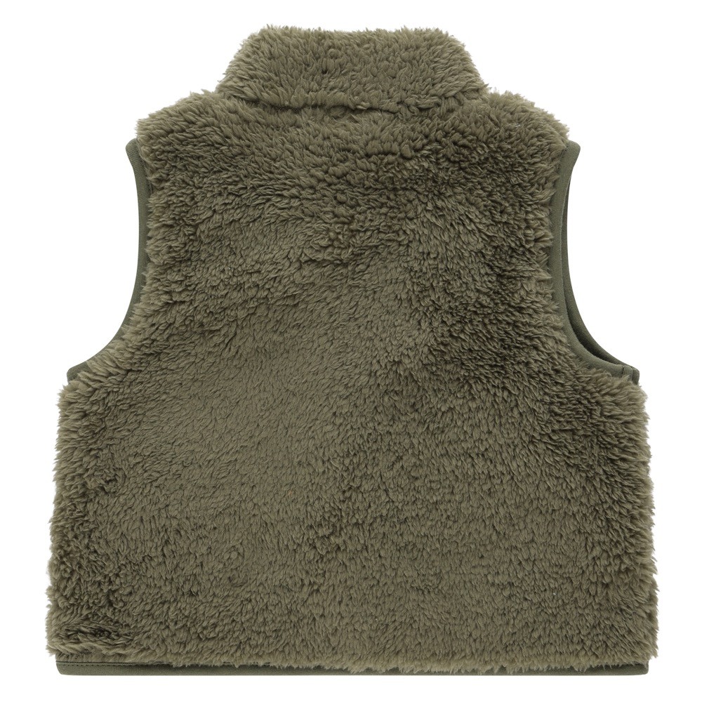 Bilbi Vest Sleeveless Zip Teddy Bear Olive | Baby Bunting AU