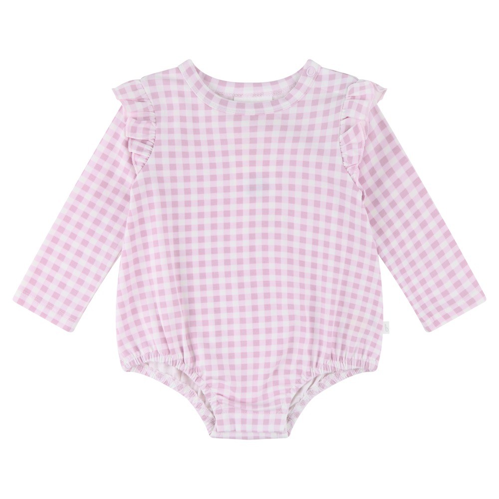 Bilbi Bodysuit Long Sleeve Frill Gingham Lilac Size 0000