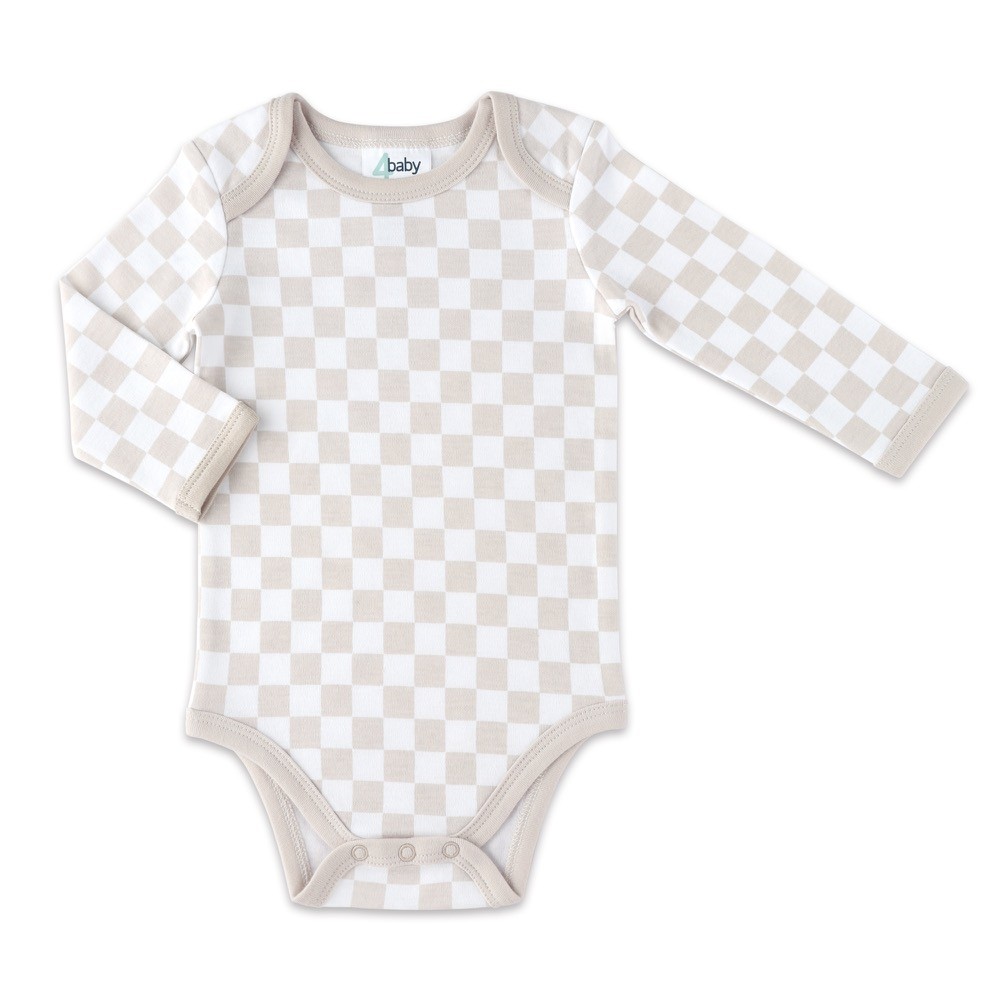 4baby Bodysuit Long Sleeve Check Brown Size 0