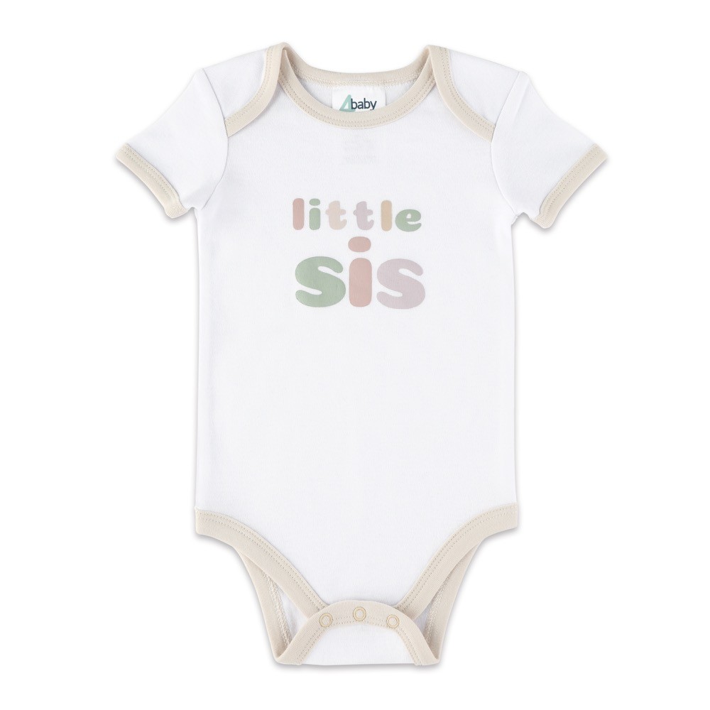 4baby Bodysuit Short Sleeve Lil Sis White Size 00
