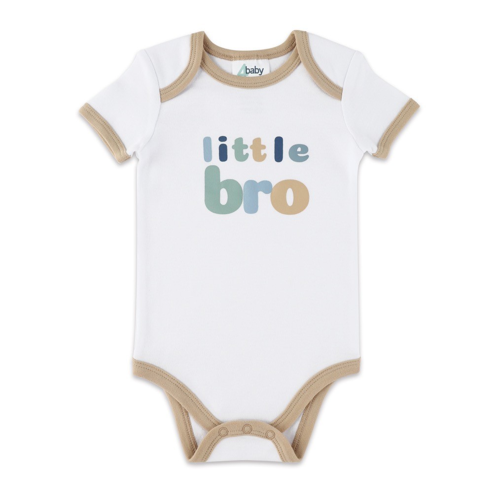 4baby Bodysuit Short Sleeve Lil Bro White Size 1