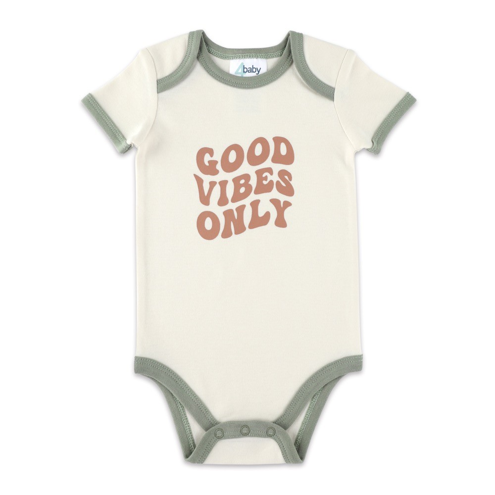 4baby Bodysuit Short Sleeve Good Vibes Beige Size 0