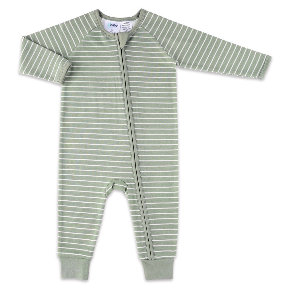 4baby Long Sleeve Zip Coverall 1.0 Tog Strip Olive Size 0