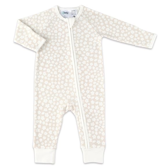 4baby Long Sleeve Zip Coverall 0.2 Tog Floral Natural