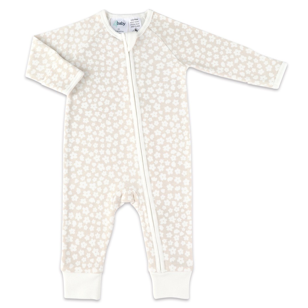 4baby Long Sleeve Zip Coverall 0.2 Tog Floral Beige Size 0