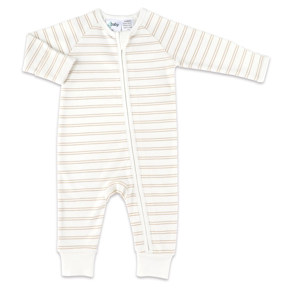 4baby Long Sleeve Zip Coverall 1.0 Tog Stripe Beige Size 0