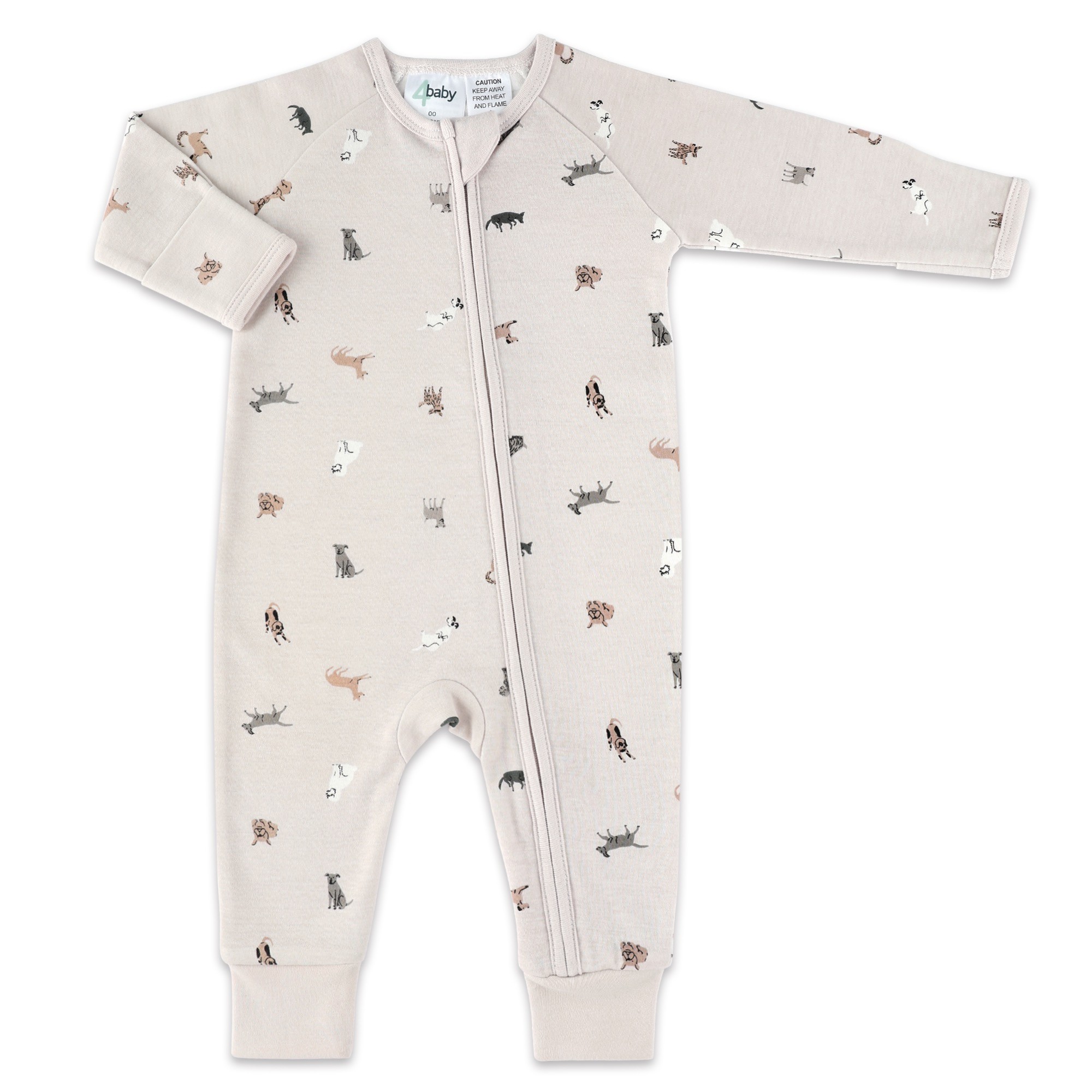 4baby Long Sleeve Zip Coverall 1.0 Tog Dog Beige Size 0