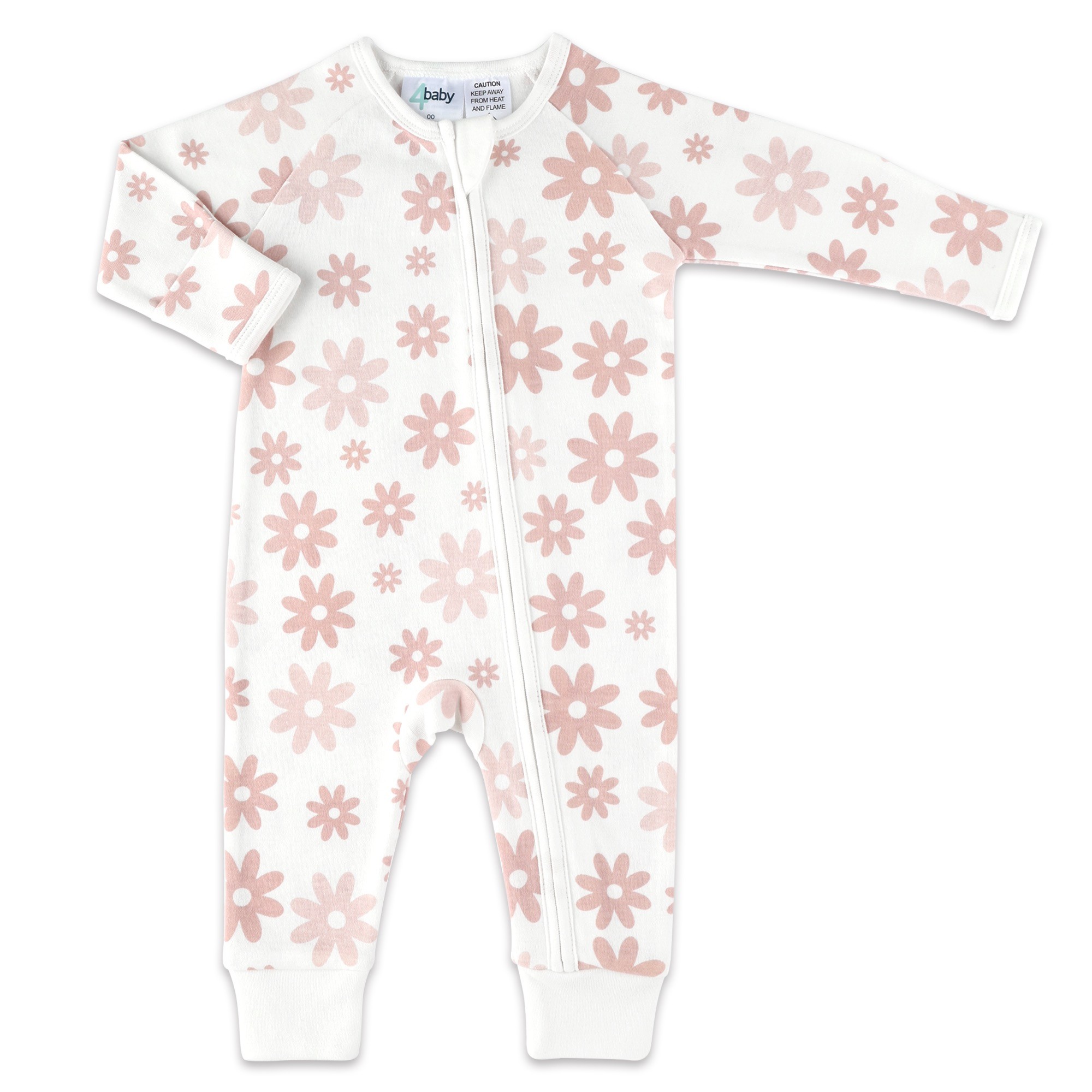 4baby Long Sleeve Zip Coverall 0.2 Tog Daisy Beige Size 0