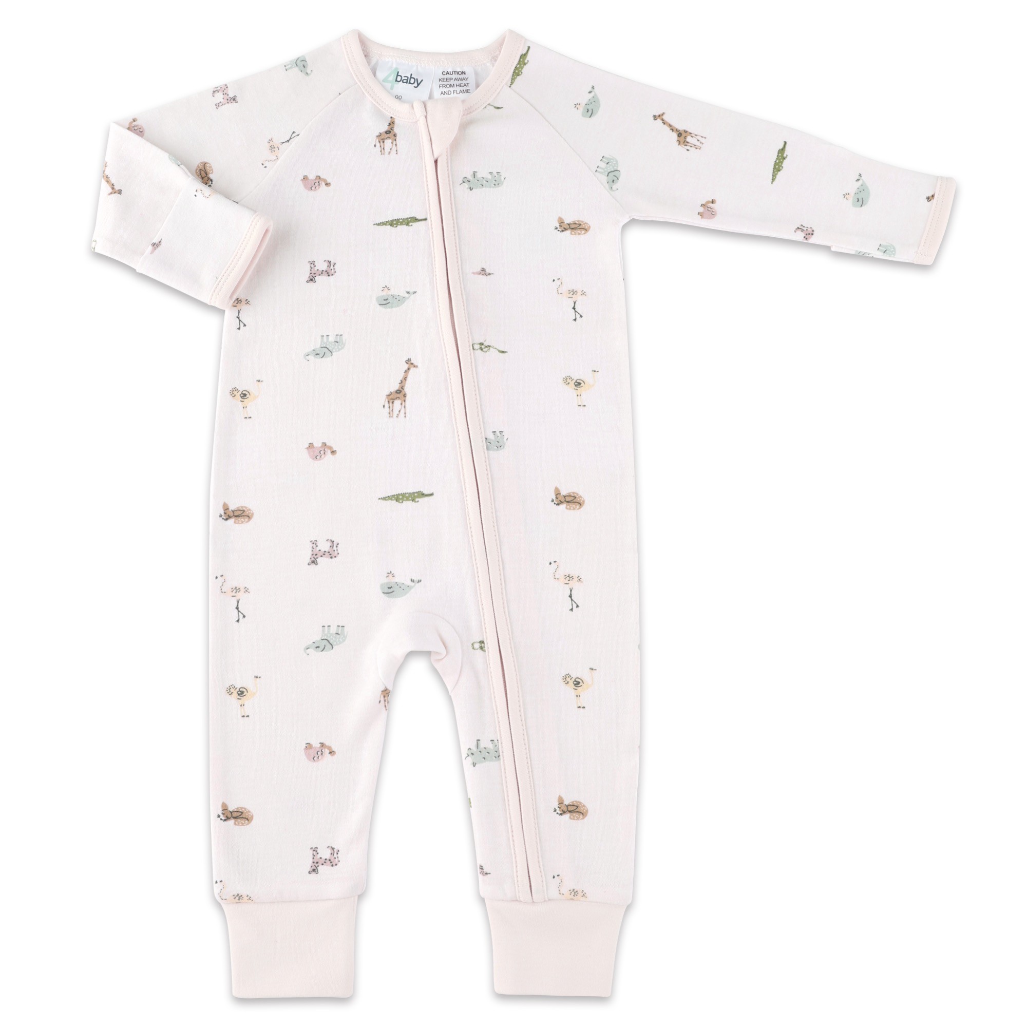 4baby Long Sleeve Zip Coverall 1.0 Tog Safari Pink Size 0