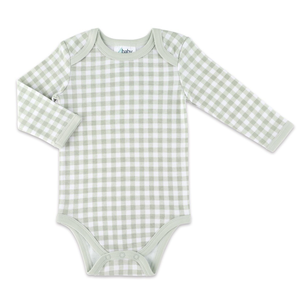 4baby Bodysuit Long Sleeve Check Green Size 0
