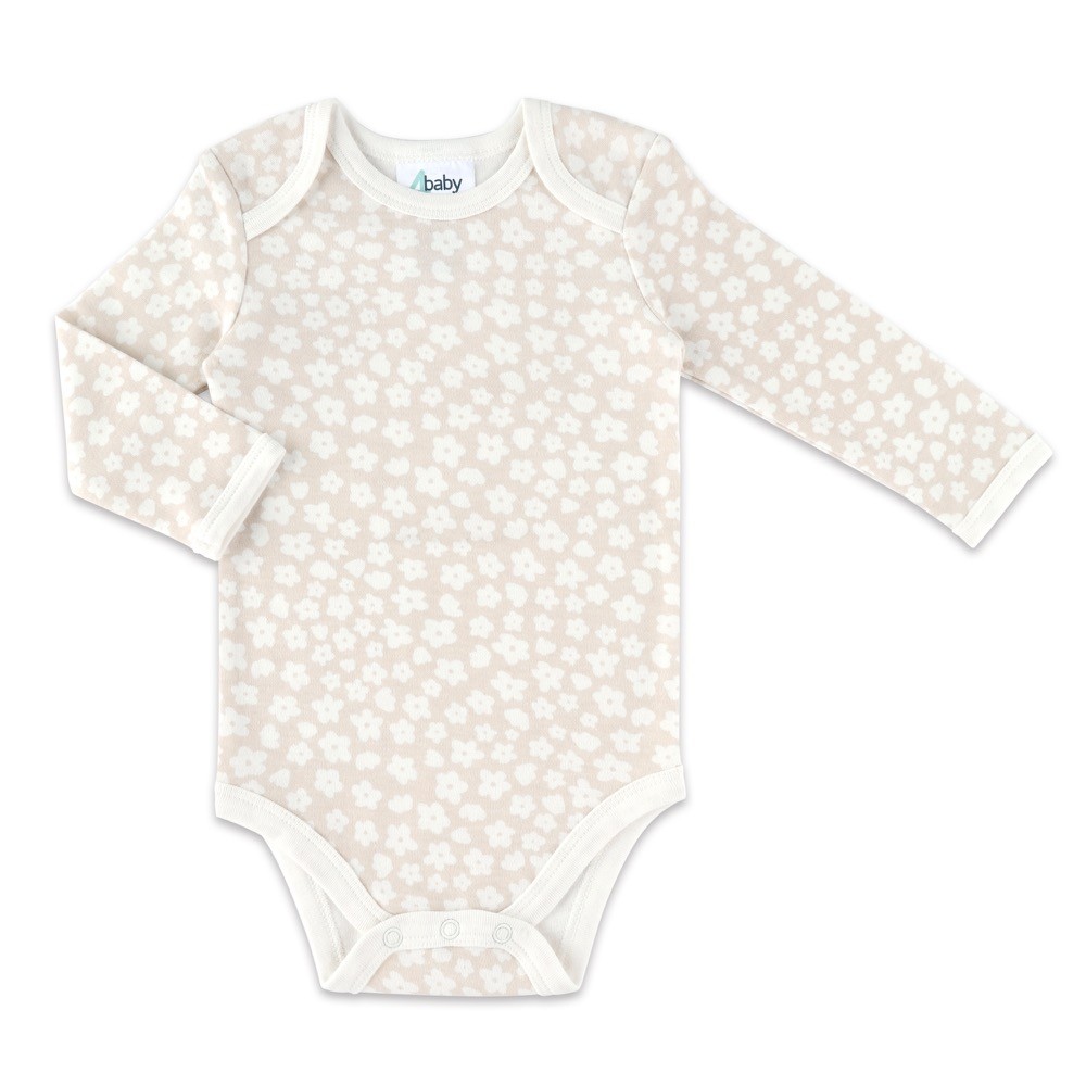 4baby Bodysuit Long Sleeve Floral Beige Size 000