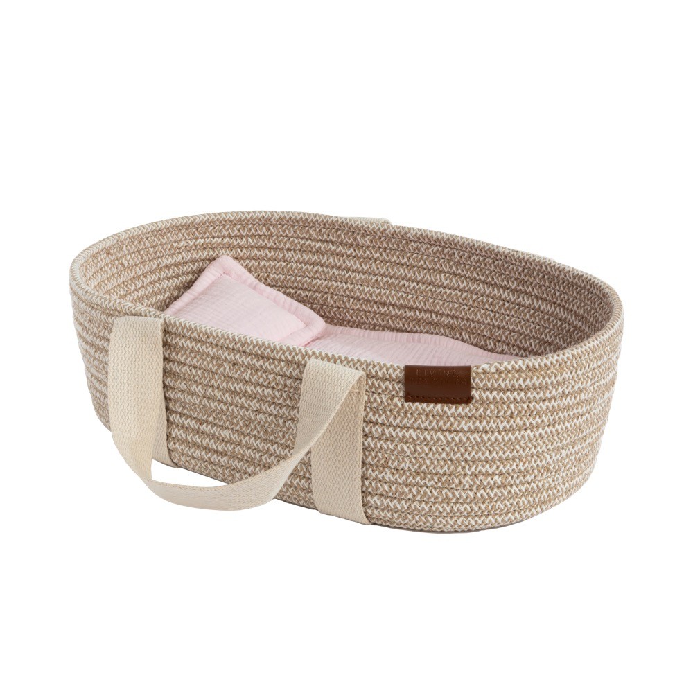 Living Textiles Doll Moses Basket Cotton Rope Blush Baby Bunting AU