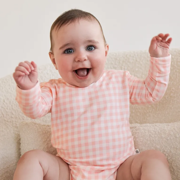 Kynd Baby Bodysuit Long Sleeve Comfy Petal Gingham