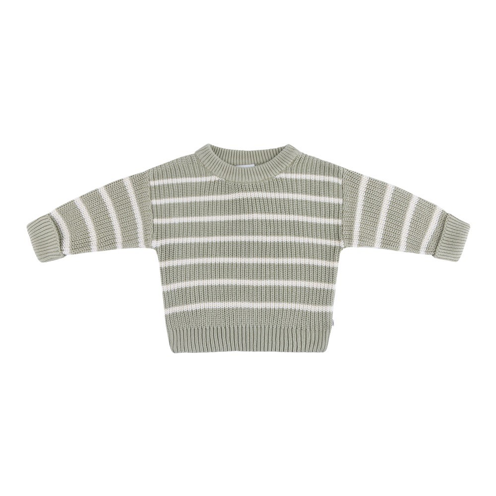 Kynd Baby Jumper Gots Chunky Knit Green Stripe Size 0