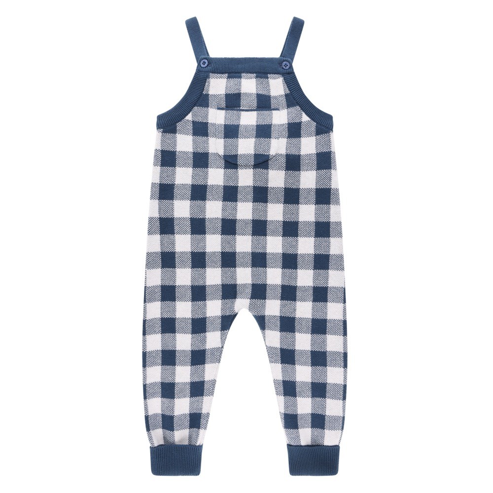 Kynd Baby Romper Gots Jaquard Knit Navy Gingham Size 000