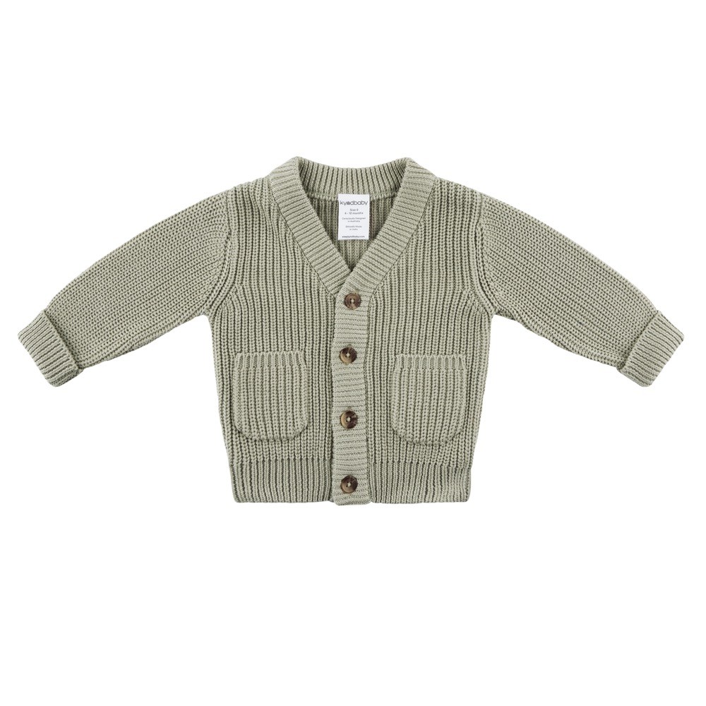 Kynd Baby Cardigan Gots Chunky Knit Green Size 00