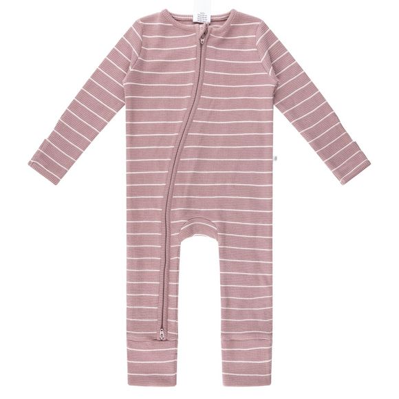 Kynd Baby Day Or Night Onesie Fine Waffle Rose Stripe