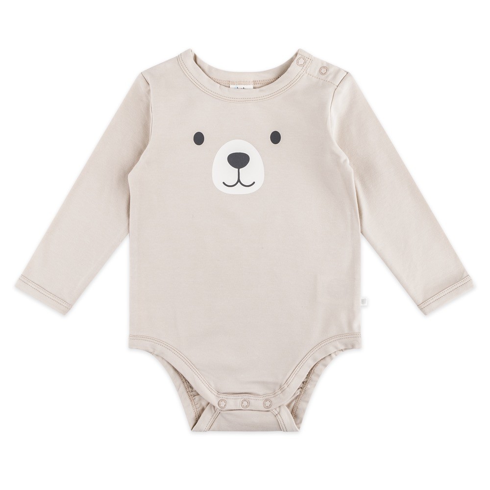 4baby Romper Long Sleeve Bear Face Brown Size 0