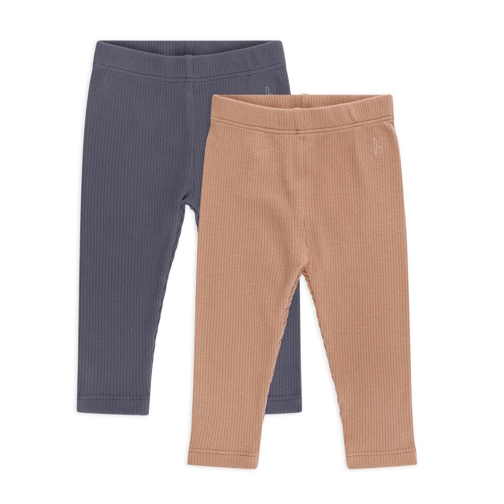 Bilbi Ribbed Organic Bottoms 2 Pack Cafeaulait/Grey Shadow Size 0