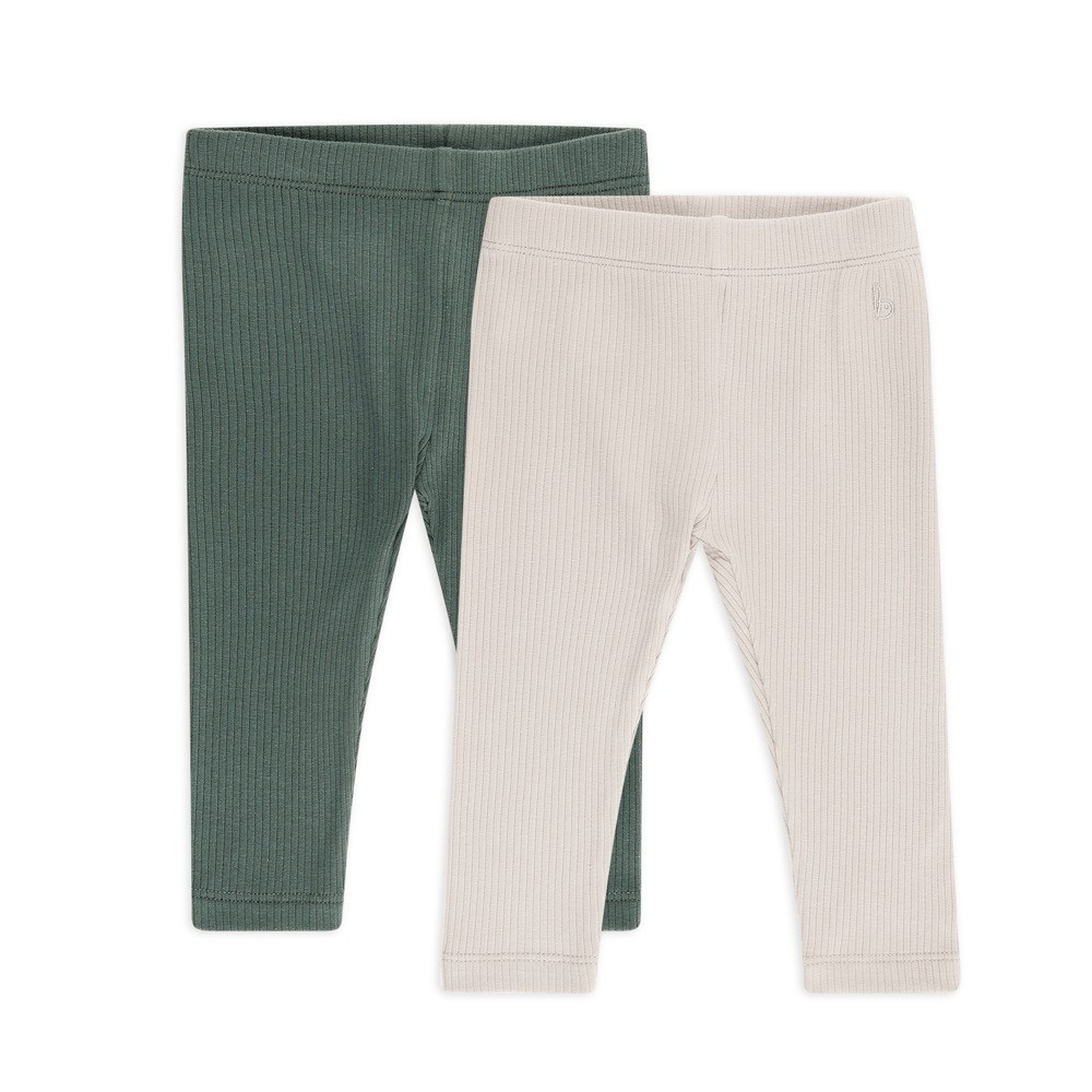 Bilbi Ribbed Organic Bottoms 2 Pack Forest/Dove Size 00