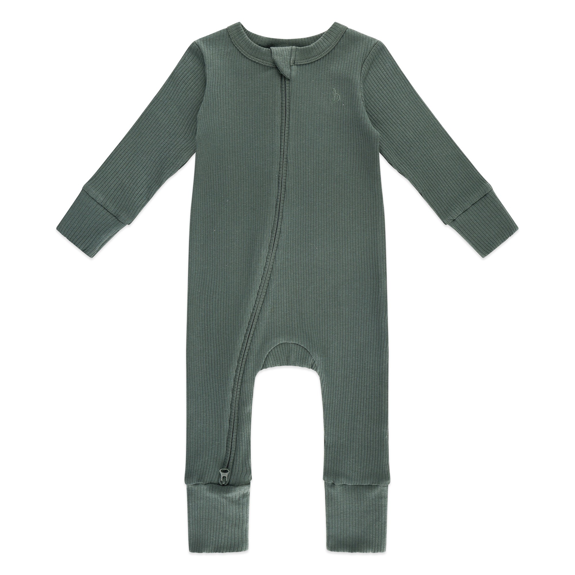Bilbi Ribbed Organic Zip Onesie Forest Size 1