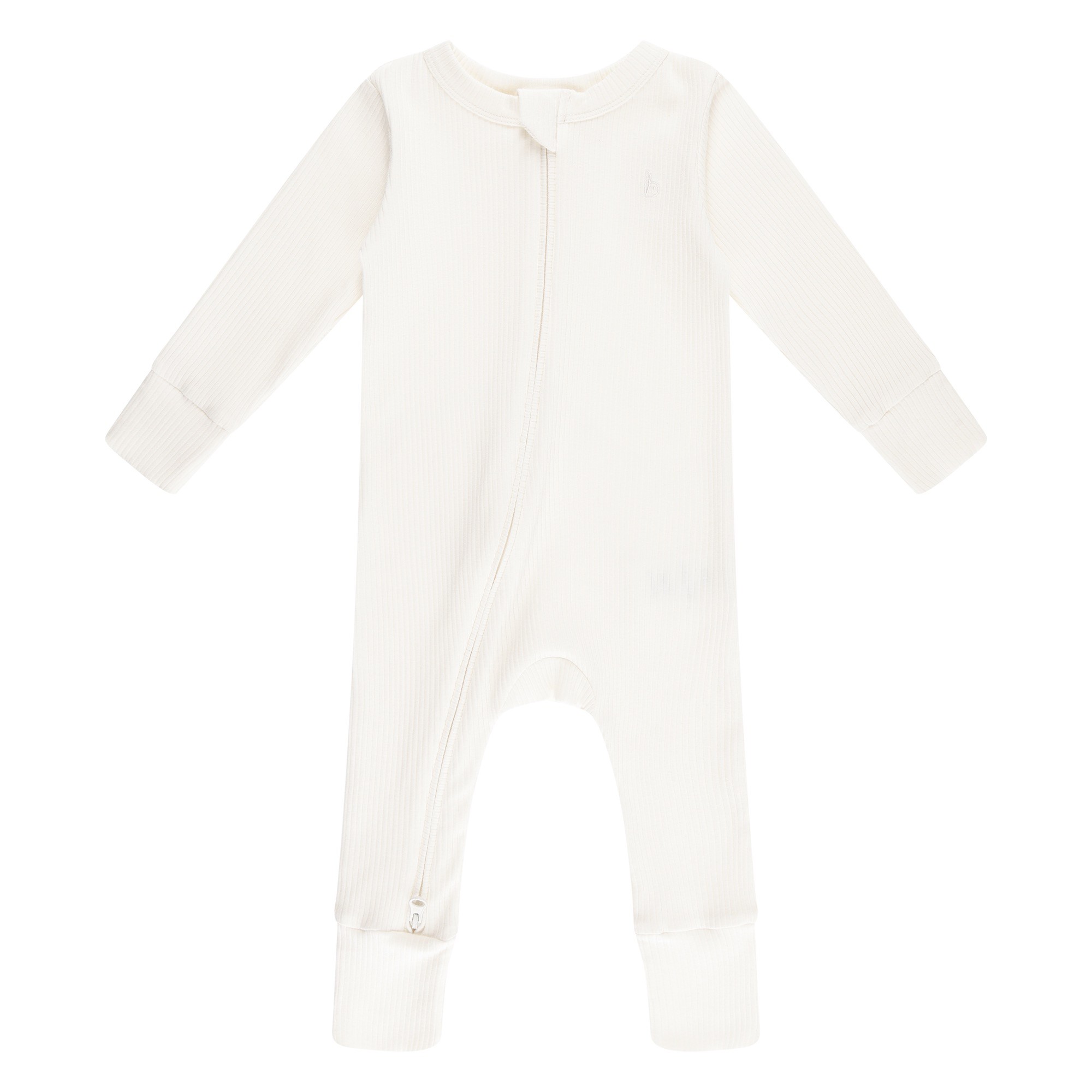 Bilbi Ribbed Organic Zip Onesie Snow Size 1