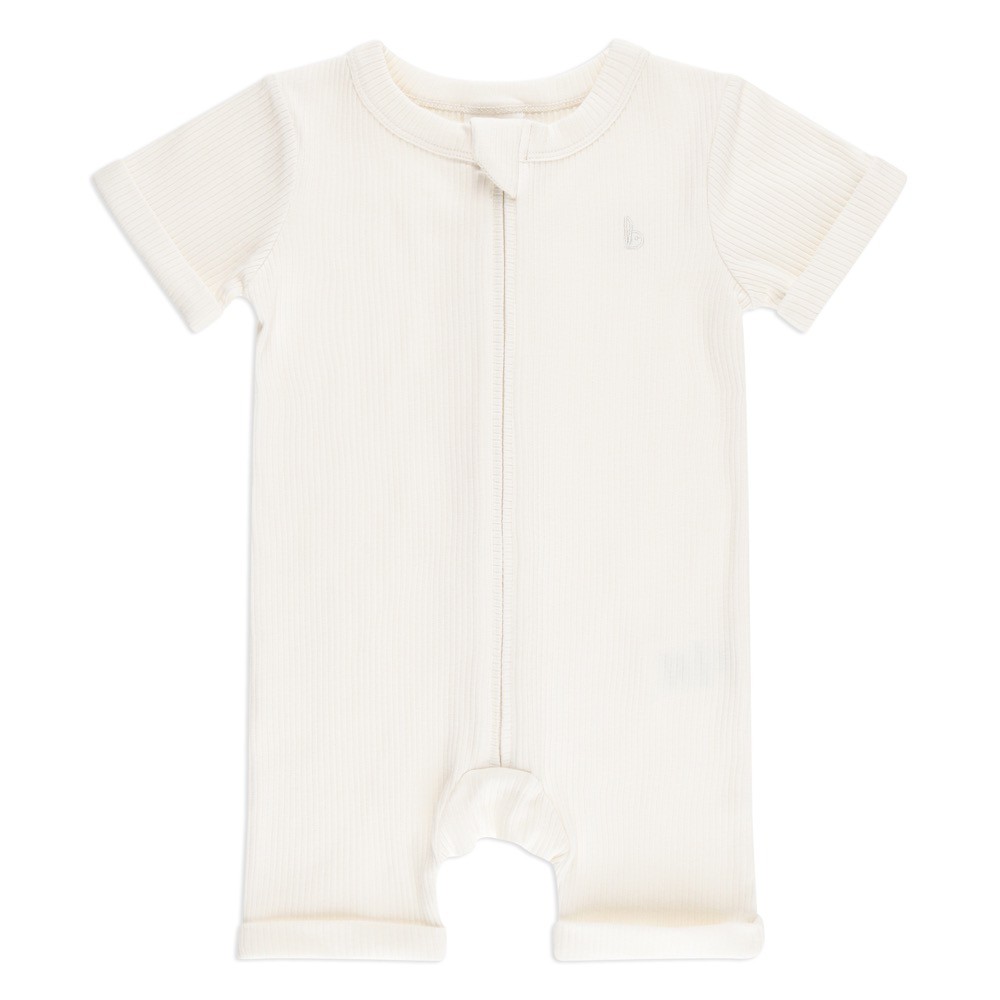 Bilbi Onesie Short Sleeve Zip Rib Organic Snow Size 00