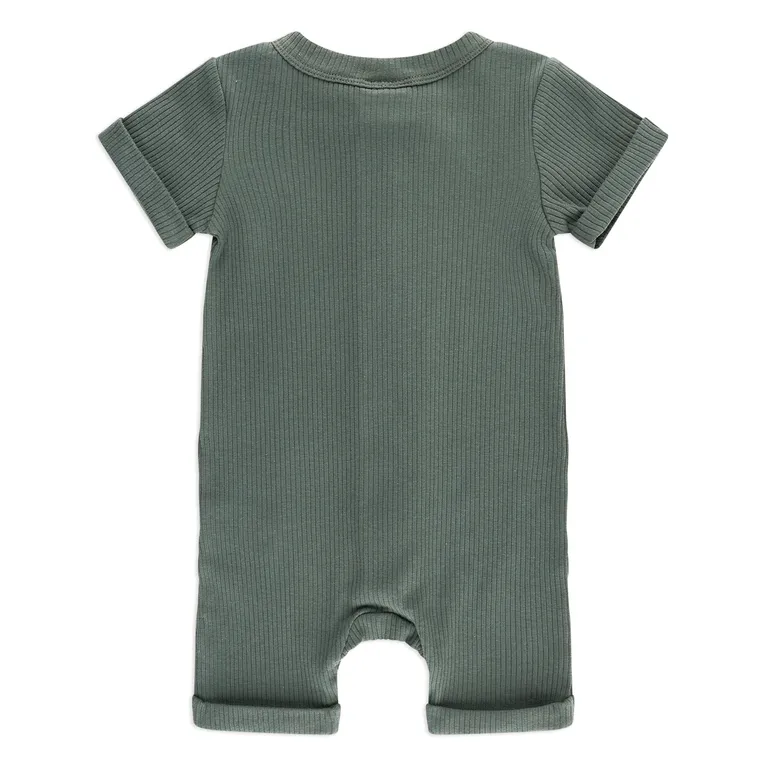 Bilbi Onesie Short Sleeve Zip Rib Organic Forest