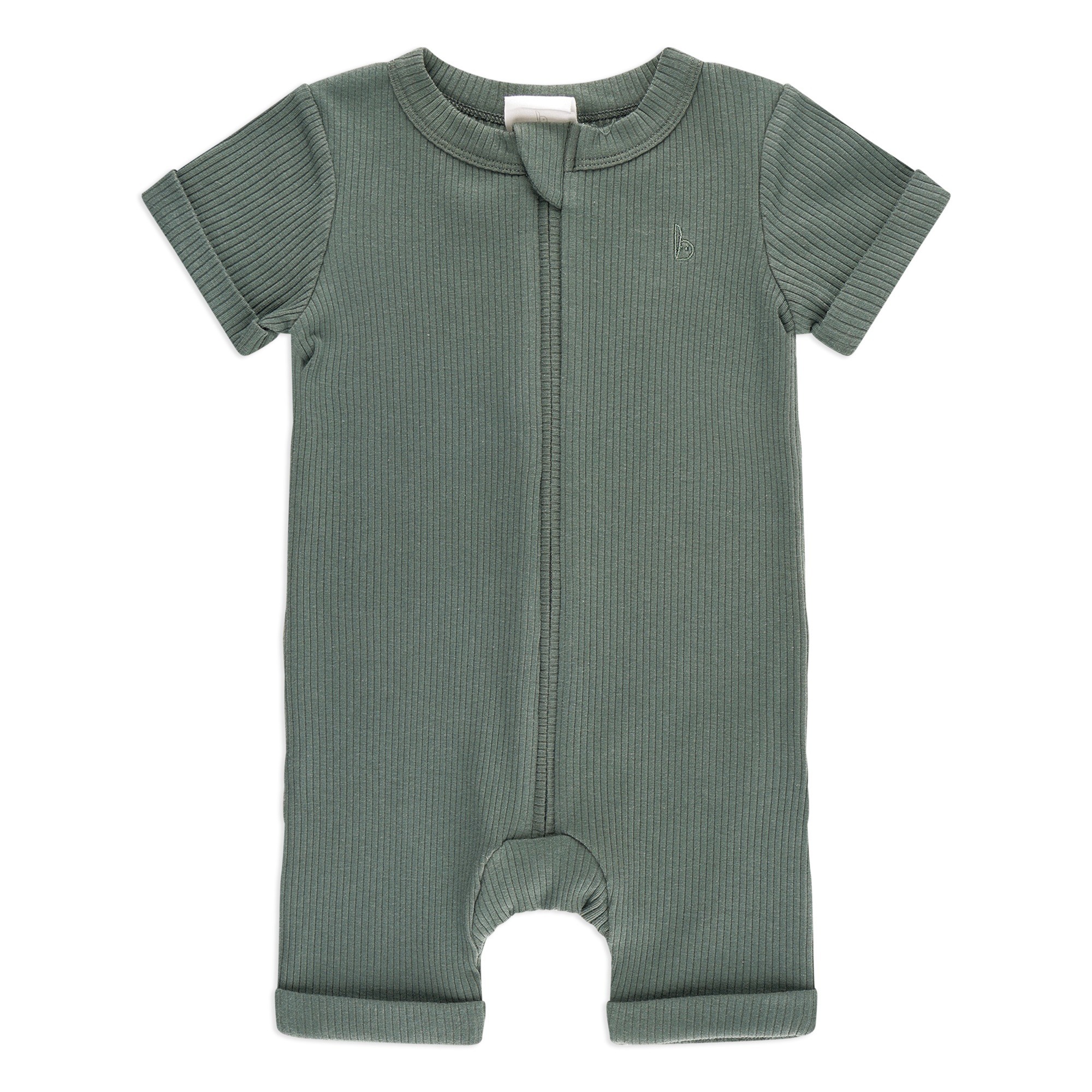 Bilbi Onesie Short Sleeve Zip Rib Organic Forest Size 000
