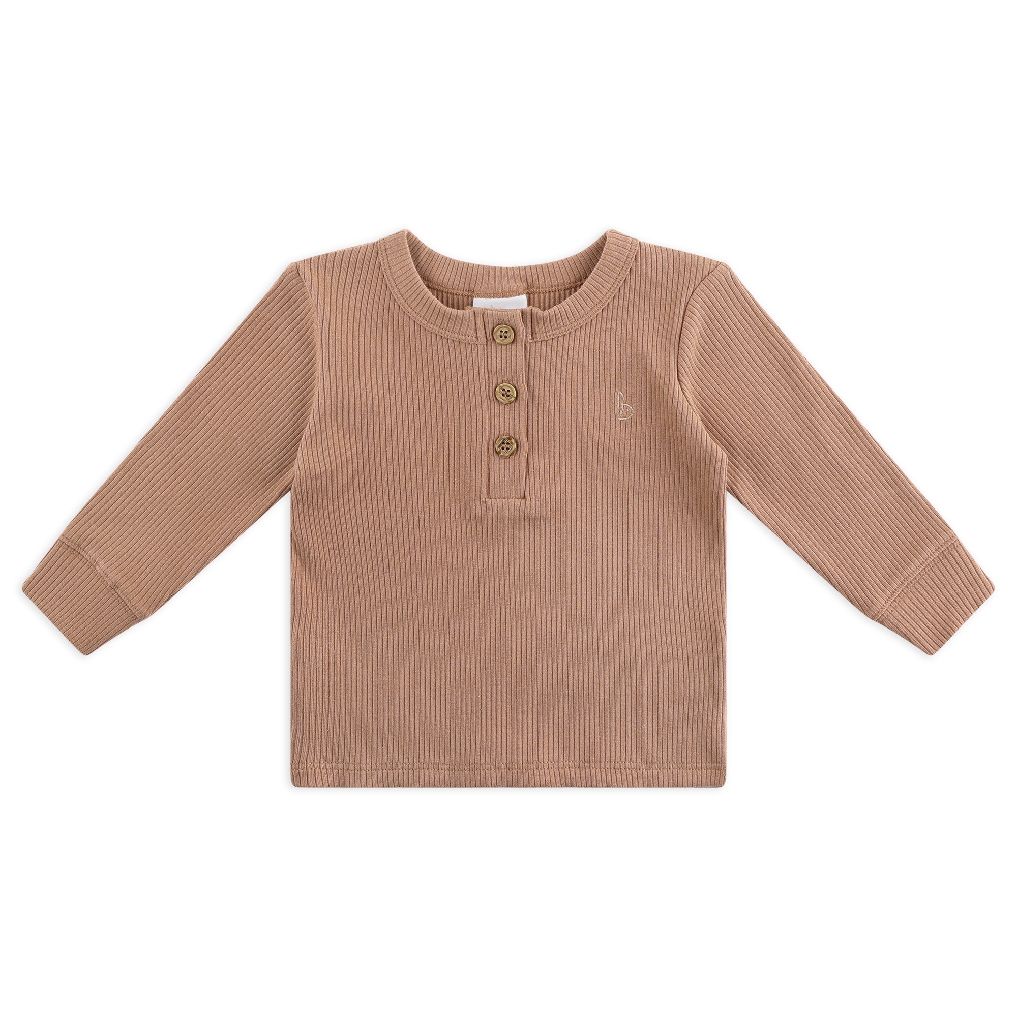 Bilbi Ribbed Organic Long Sleeve Top Cafe Au Lait Size 0