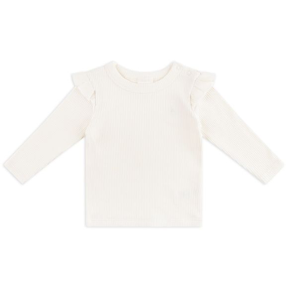 Bilbi Top Long Sleeve Frill Rib Organic Snow