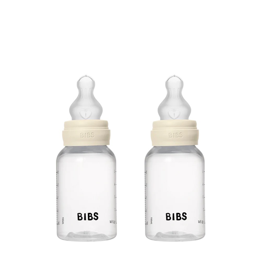 BIBS Silicone Baby Bottle 2 Pack Ivory 150ml