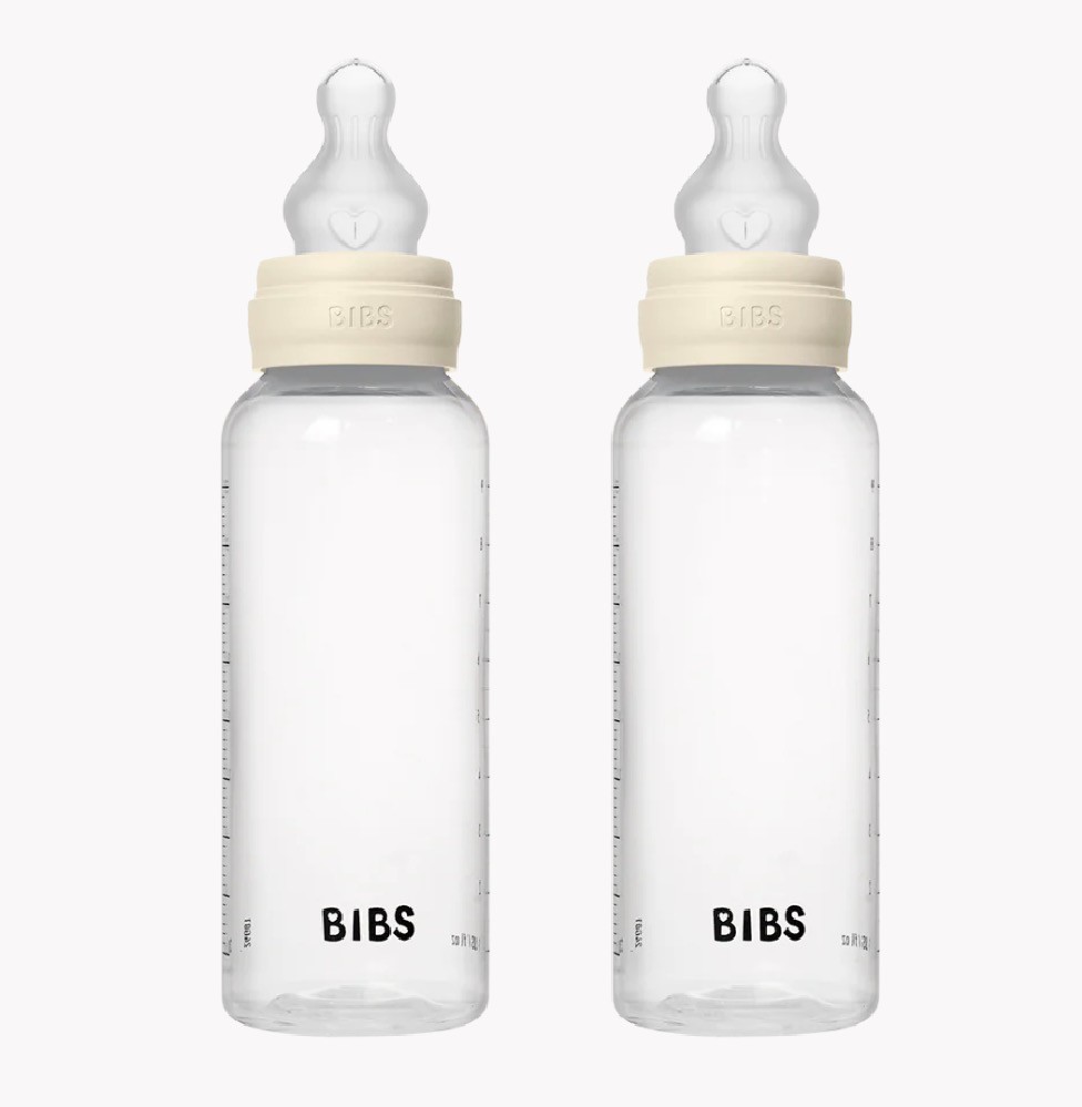 BIBS Silicone Baby Bottle 2 Pack Ivory 270ml