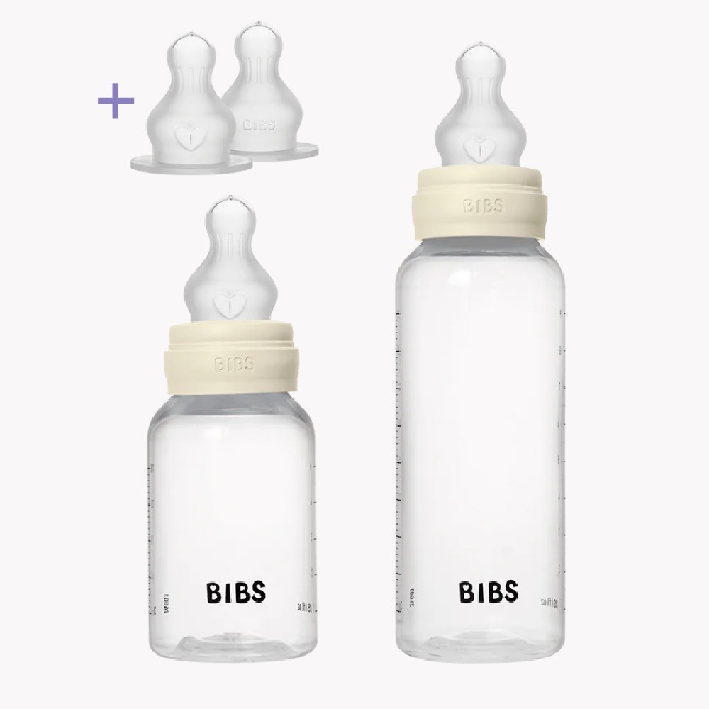 BIBS Silicone Baby Bottle 2 Pack Ivory