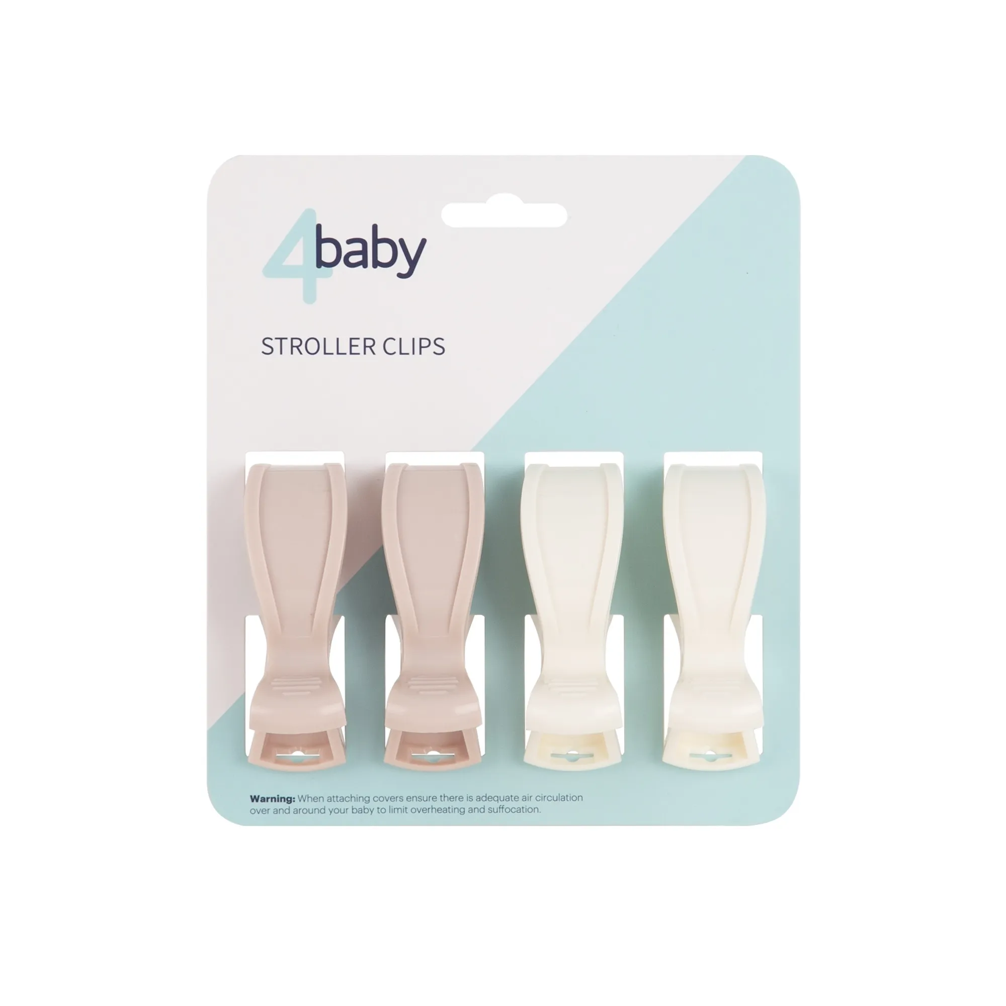 4baby Stroller Clips 4 Pack Blush Ivory | Baby Bunting AU