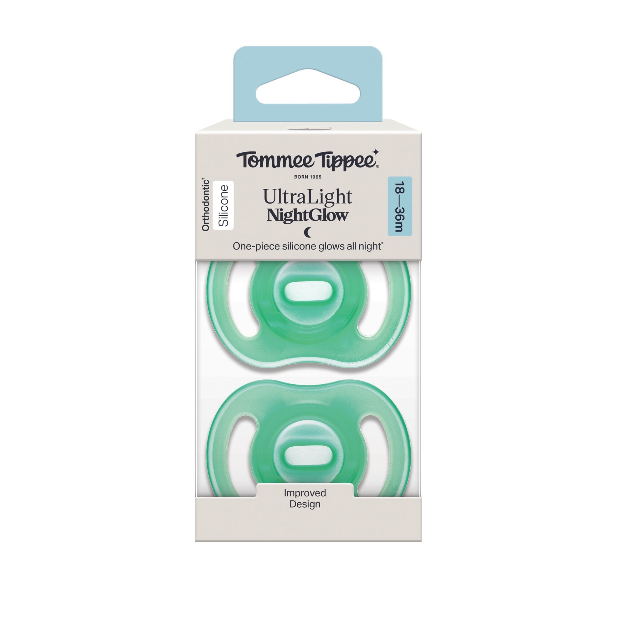 Tommee Tippee Ultra-Light Stayput Night Glow Soother 18-36M