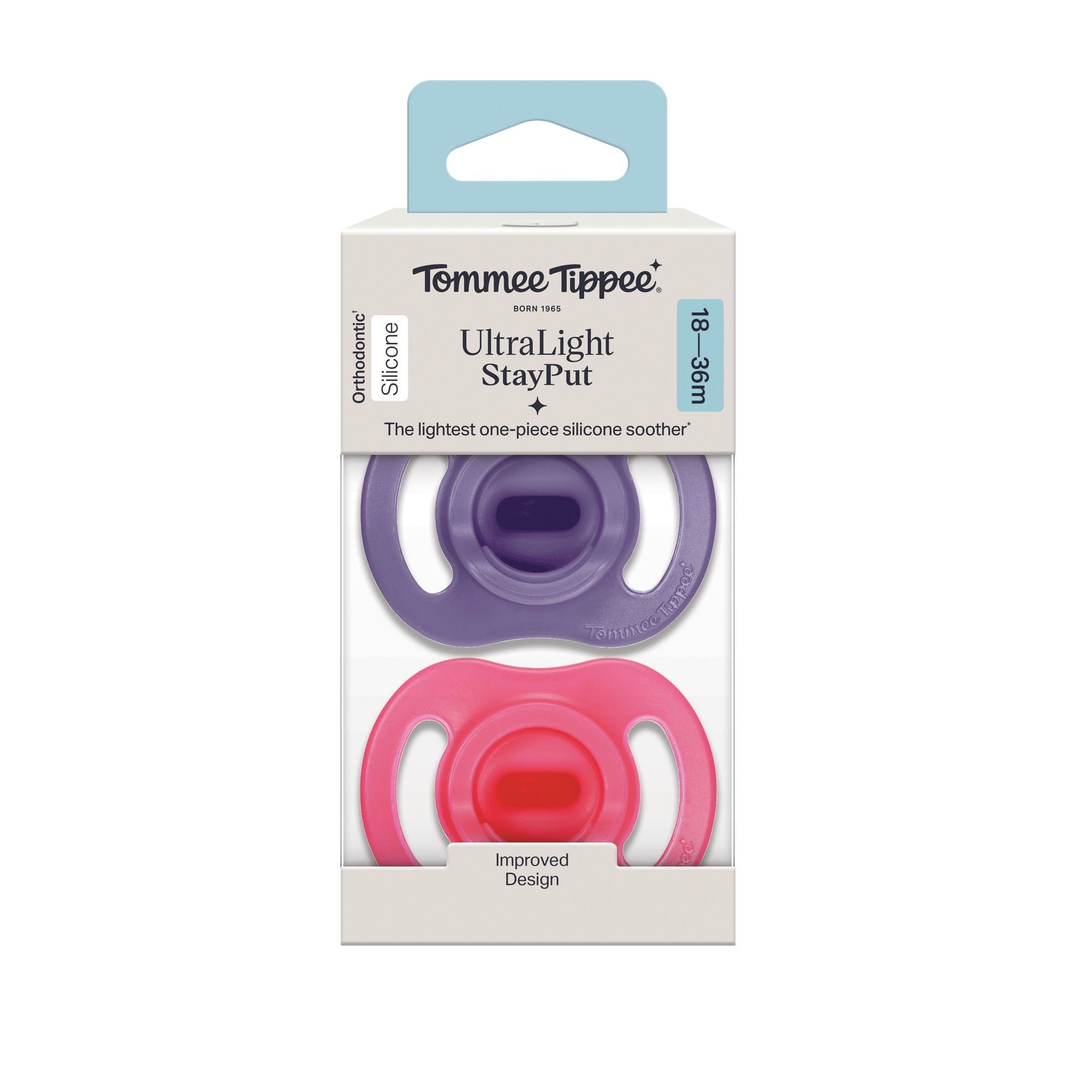 Tommee Tippee Ultra-Light Stayput Silicone Soother 18-36 Months 2 Pack