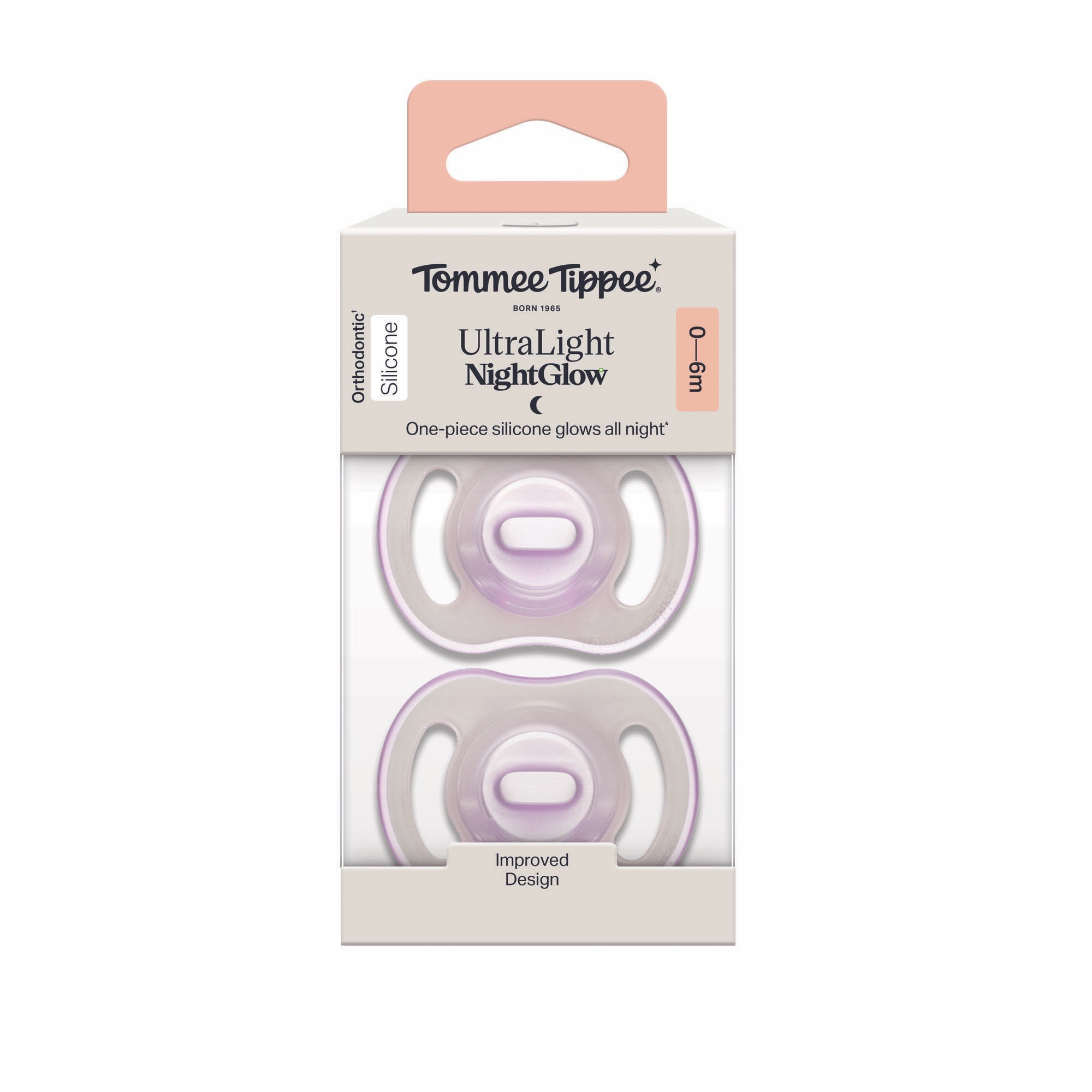 Tommee Tippee Ultra-Light Stayput Night Glow Soother 0-6 Months 2 Pack