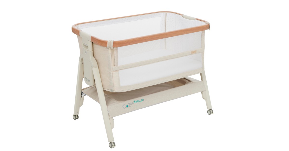 Tutti Bambini Cozee Breeze Lite Bedside Sleeper Bassinet Scandinavian Walnut / Ecru | Baby Bunting AU