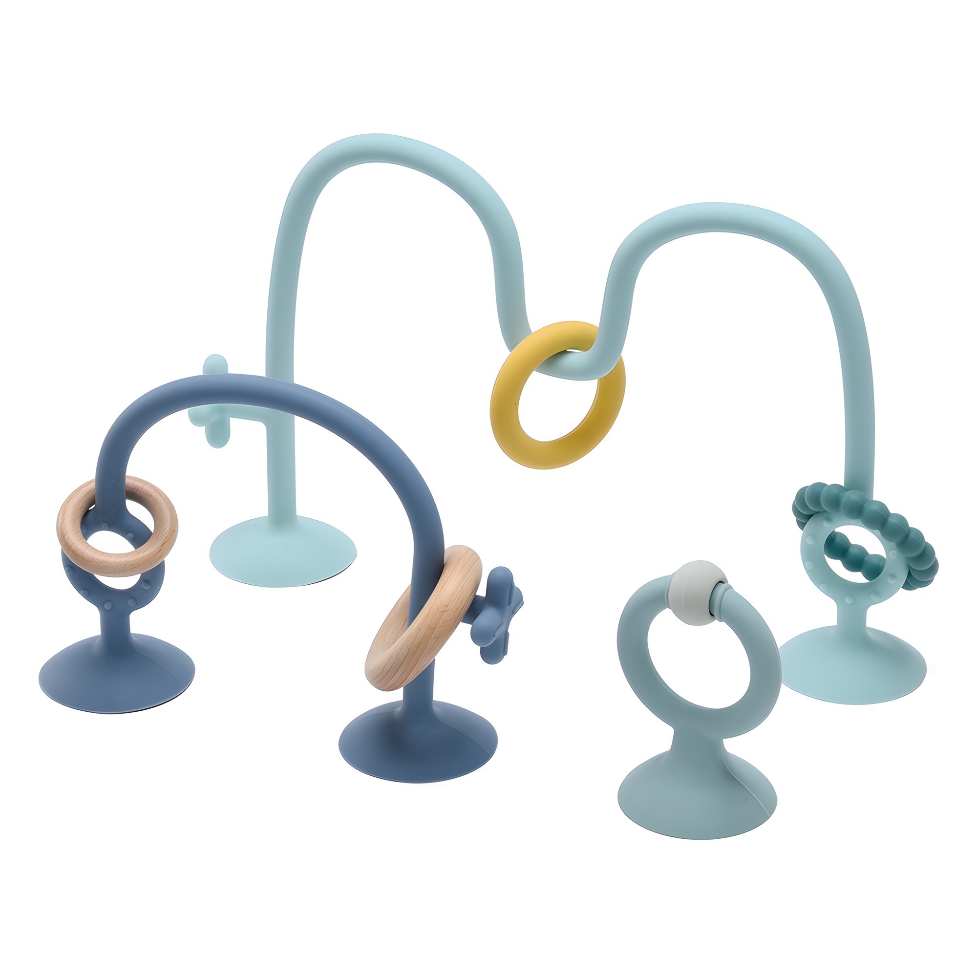 Little Rawr Silicone High Chair Suction Toy Set Blue