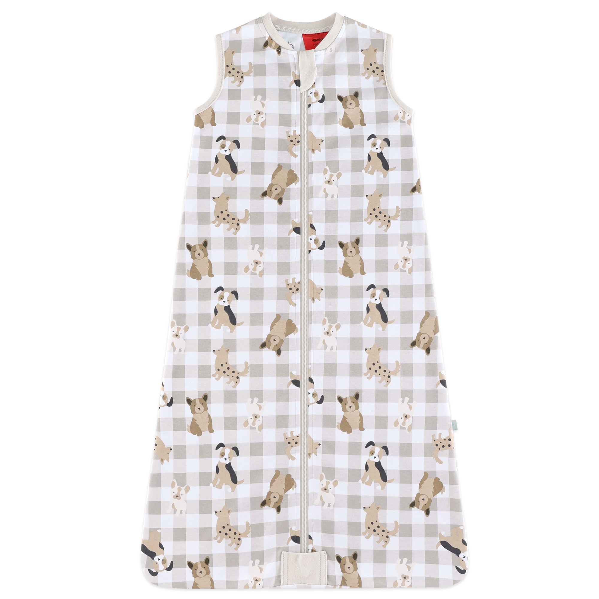 Bilbi Organic Sleeping Bag 1.0 Tog Gingham Dogs Size 24-36 Months