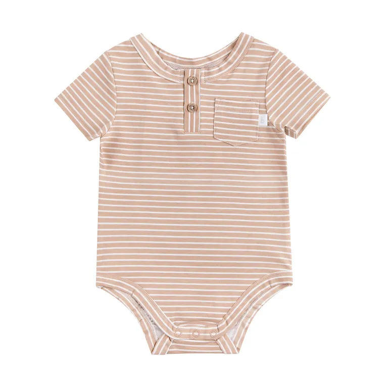 Bilbi Knit Buddy Short Sleeve Bodysuit Sesame