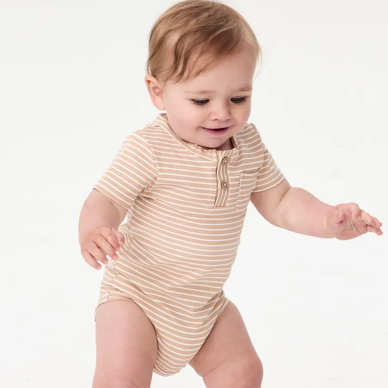 Bilbi Knit Buddy Short Sleeve Bodysuit Sesame